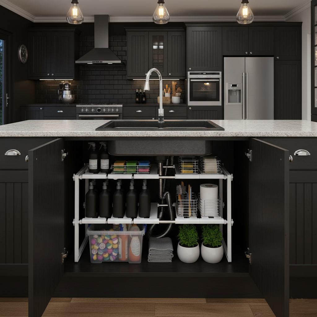 Estanteria Bajo Mesada Extensible de Plastico y Acero